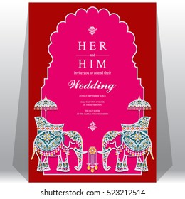 Indian Wedding Invitation Card Design Hindu Stock Vector (Royalty Free ...