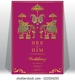 Indian Wedding Invitation Card Design Hindu Stock Vector (Royalty Free ...