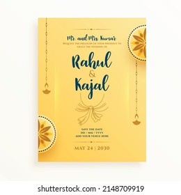 indian wedding card ethnic style template design