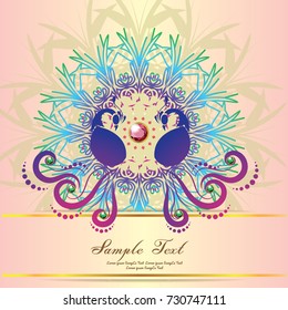 Indian wedding card or invitations with mandala pattern