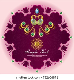 Indian wedding card or invitations with mandala pattern