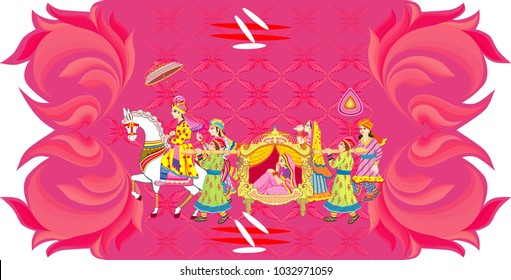 Indian Wedding Ceremony .    Indian  Hindu Wedding Invitation  Card	, All elements are in separate layers color can be changed easily. 