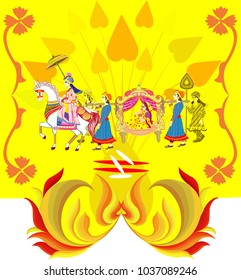 Indian Wedding Ceremony .    Indian  Hindu Wedding Invitation  Card
	All elements are in separate layers color can be changed easily. 
