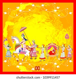 Indian Wedding Ceremony .    Indian  Hindu Wedding Invitation  Card
All elements are in separate layers color can be changed easily. 
