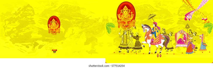 Indian Wedding Ceremony .    Indian  Hindu Wedding Invitation  Card

All elements are in separate layers color can be changed easily. 
