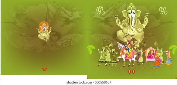 Indian Wedding Ceremony .    Indian  Hindu Wedding Invitation  Card

All elements are in separate layers color can be changed easily. 
