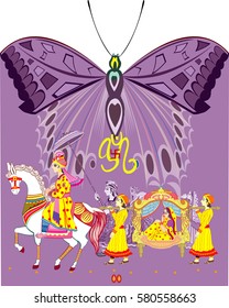 Indian Wedding Ceremony .    Indian  Hindu Wedding Invitation  Card

All elements are in separate layers color can be changed easily. 
