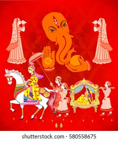 Indian Wedding Ceremony .    Indian  Hindu Wedding Invitation  Card

All elements are in separate layers color can be changed easily. 
