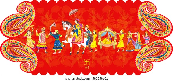 Indian Wedding Ceremony .    Indian  Hindu Wedding Invitation  Card

All elements are in separate layers color can be changed easily. 
