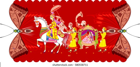 Indian Wedding Ceremony .    Indian  Hindu Wedding Invitation  Card

All elements are in separate layers color can be changed easily. 
