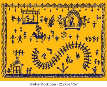 Indian wedding ceremony warli art Painting