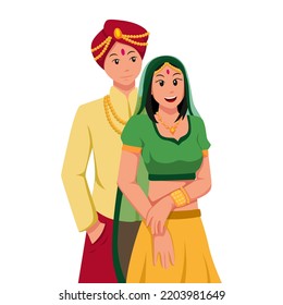 Indian Wedding Character Vector Illustration