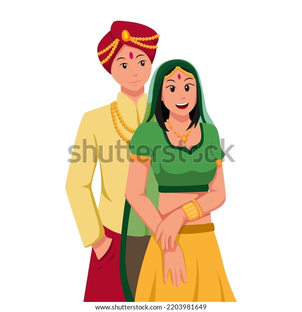 Indian Wedding Character Vector Illustration Stock Vector (Royalty Free ...