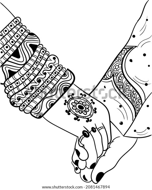 Indian Wedding Clip Art Black White Stock Vector (Royalty Free ...