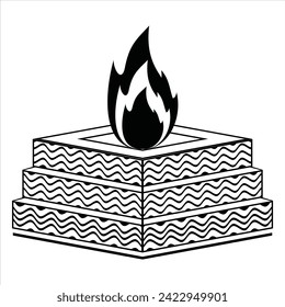 INDIAN WEDDING CLIP ART OF DECORATIVE HAVAN (HAWAN )DESIGN. ornamental HAWAN DESIGN WITH F PATTERN BLACK AND WHITE. INDIAN WEDDING SYMBOL OF HAWAN OR YAGHYA LINE DRAWING ILLUSTRATION.