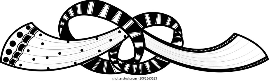 Indian wedding clip art, groom and bride's wedding knot black and white line drawing illustration. Indian wedding symbol of wedding knots. 