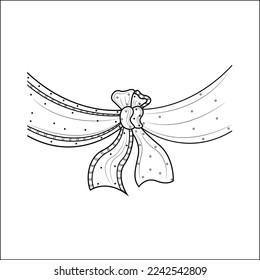 INDIAN WEDDING CLIP ART OF GROOM AND BRIDE KNOT VECTOR ILLUSTRATION BLACK AND WHITE DESIGN CLIP ART. Indian wedding symbol of saat phere and gathbandhan black and white clip art illustration
