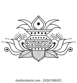 Indian wedding clip art religious kalash (pot) Light Regular And Bold style design isolated