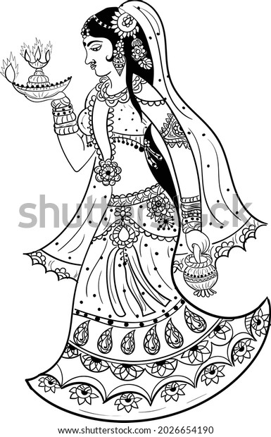 Indian Wedding Clip Art Women Standing Stock Vector (Royalty Free ...