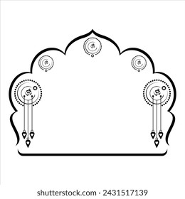 Indische Hochzeit Clipart Box Design. Vektor-Illustration schwarze und weiße Linie Zeichnung. Indische Hochzeit Clip Art. Shadi Card Box Design.