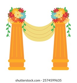 indian wedding columns decor isolated