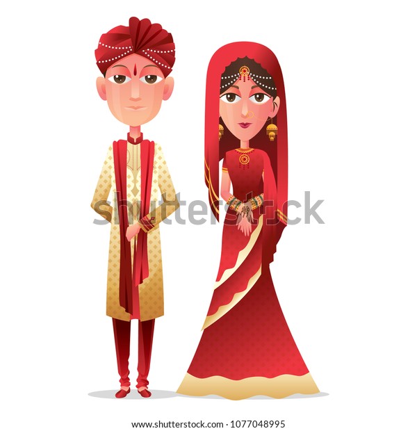 Indian Wedding Couple Character Design Stock Vector (Royalty Free ...