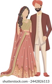 Indian wedding couple clipart png	
