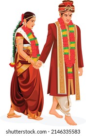 Indian wedding couple satphera ceremony