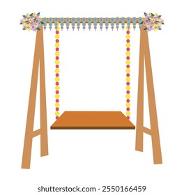 Indian wedding decorative swing illustration