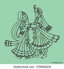 Indian Wedding Dulha Dulhan Varmala - Vector