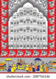 Arte de vectores étnicos de la boda india 