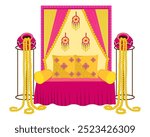 indian wedding floral backdrop decoration for haldi mehendi sangeet festival ceremony	
