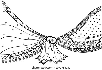INDIAN WEDDING GROOM AND BRIDE KNOT VECTOR ILLUSTRATION BLACK AND WHITE DESIGN CLIP ART