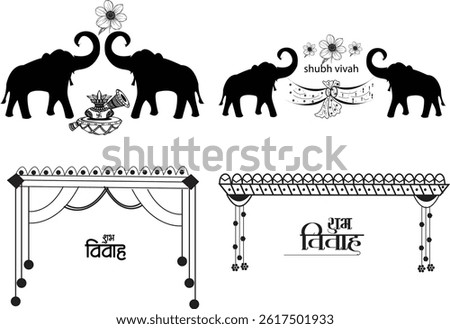 Indian Wedding Icon Group Vector Design