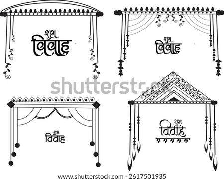 Indian Wedding Icon Group Vector Design