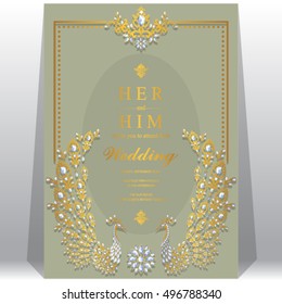 Indian wedding invitation or card with abstract background. Islam, Arabic.