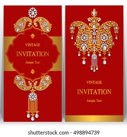 Indian wedding invitation or card with abstract background. Islam, Arabic.