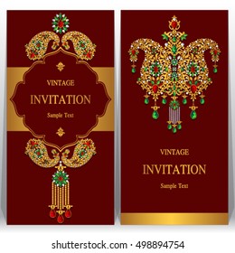 Indian wedding invitation or card with abstract background. Islam, Arabic.