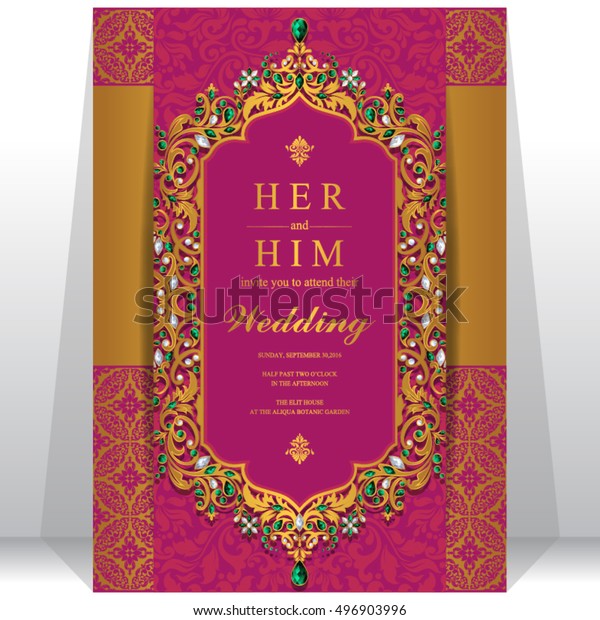 Indian Wedding Invitation Card Abstract Background 스톡 벡터(로열티 프리 ...