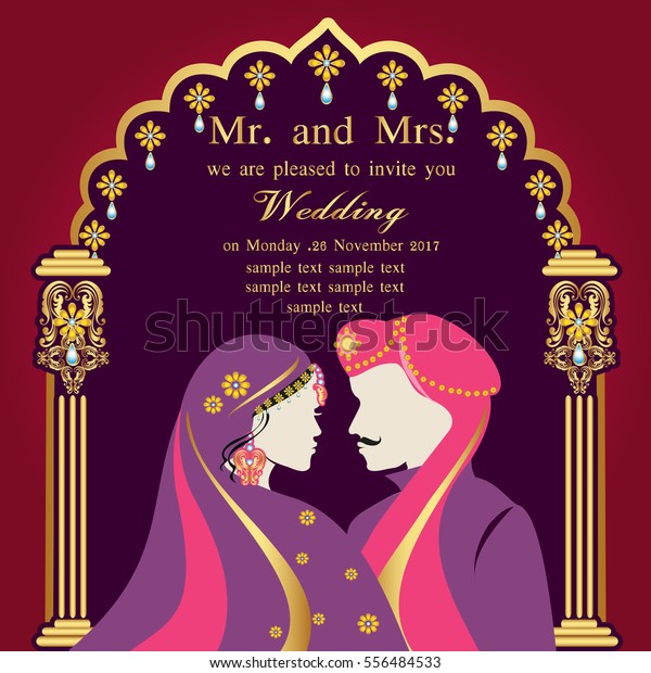 Indian Wedding Invitation Card Abstract Background 스톡 벡터(로열티 프리 ...
