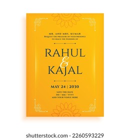 indian wedding invitation card celebrate the big day with hindu traditions vector
