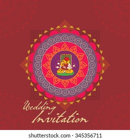 Indian wedding invitation card concept vector illustration 