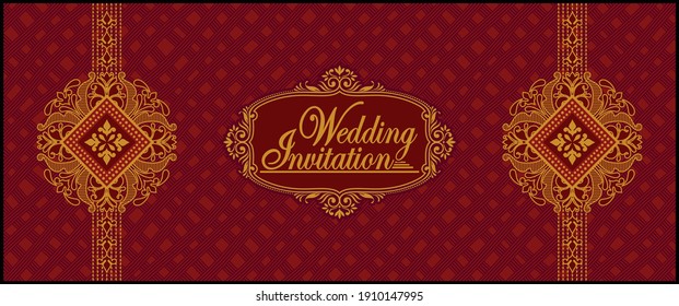 Indian wedding invitation card design. Exclusive vintage decorative vector illustration.