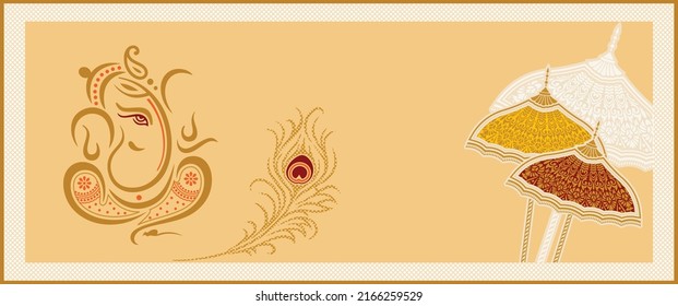 Indian wedding invitation card design. Vector illustration.