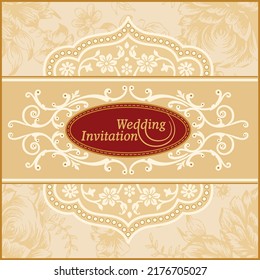 Indian wedding invitation card design. Vector illustration.