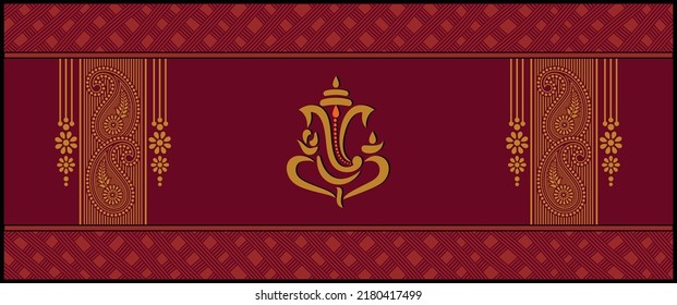 Indian Wedding Invitation Card Design. Vector Illustration.