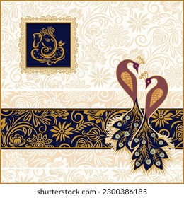 Indian wedding invitation card design. Vector illustration.