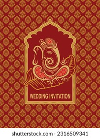 Indian wedding invitation card design. Vector illustration.