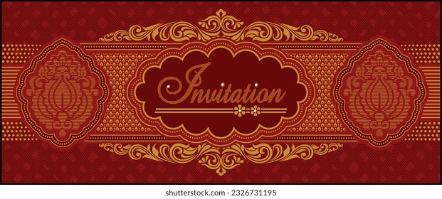 Indian wedding invitation card design. Exclusive vintage decorative vector illustration.