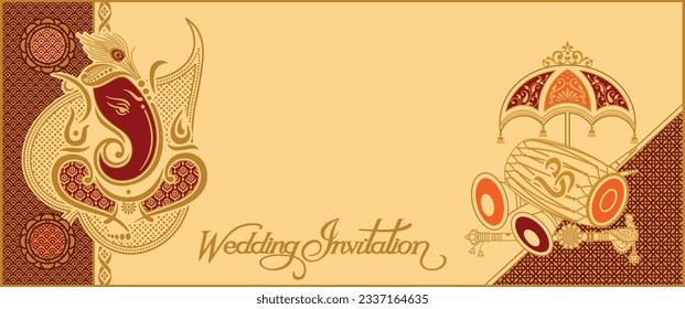 Indian wedding invitation card design. Vector illustration.	